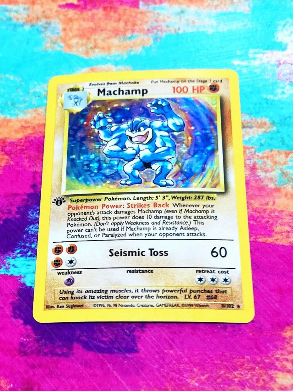 Pokemon MACHAMP 1st Edition Holo Rare 8/102 Base Set Card